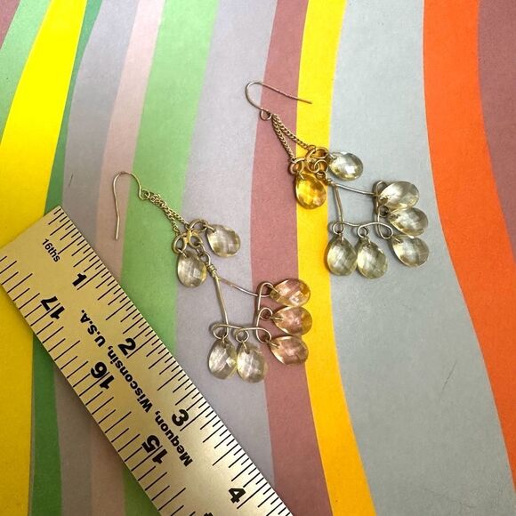 Silvertone clear beaded chandelier earrings - Picture 3 of 7